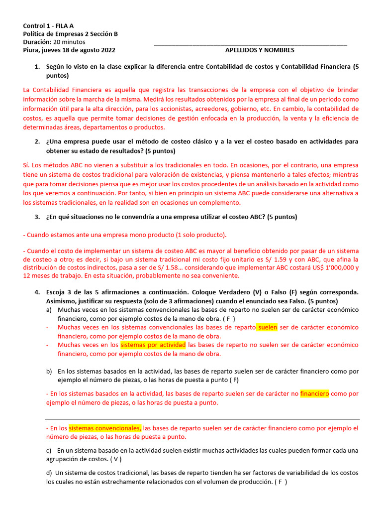 Diferencias entre Contabilidad de Costos y Financiera | PDF | Business ...