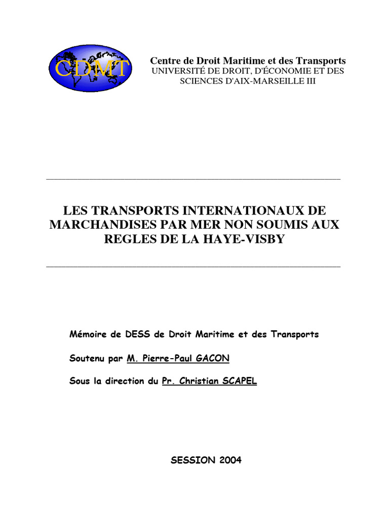 Gacon Pierre Paul Les Transports Internationaux de Marchandises Par Mer ...