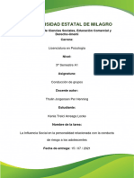 Infuencia Social en La Persona y Conducta de Riesgo de Los Adolescente Kenia Treci Arreaga Locke