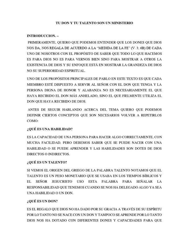 Don y Talento como Ministerio | PDF | Profecía | Profeta