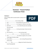 Present Perfect Continuous Tense Worksheets
