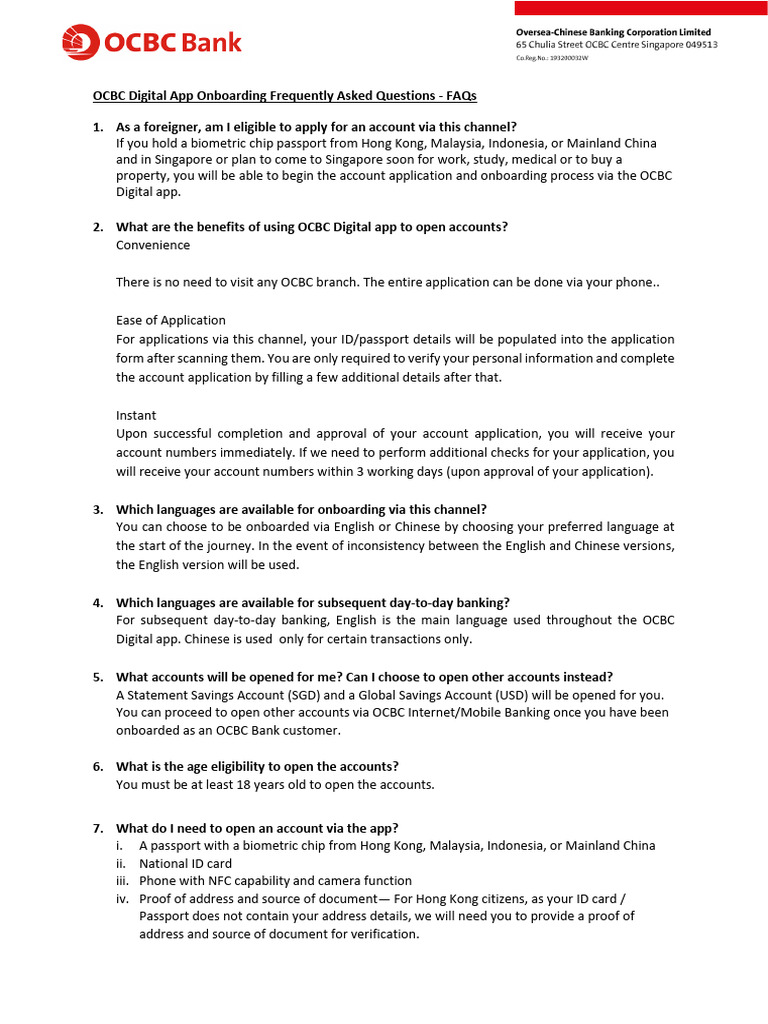 Faq For SG Bank Account | PDF | Identity Document | Passport