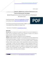 Evaluación de La Gestión de Calidad de Los Servicios de Enfermería en Un Centro de Restauración Neurológica