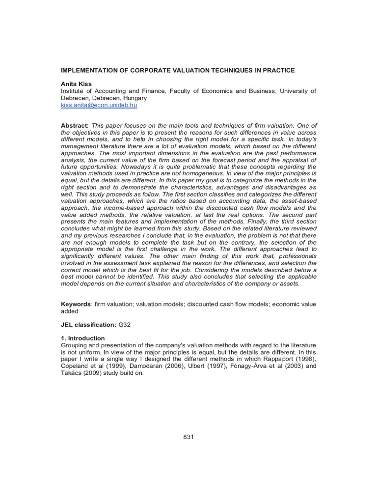 Corporate Valuation Techniques Explained | PDF | Valuation (Finance ...