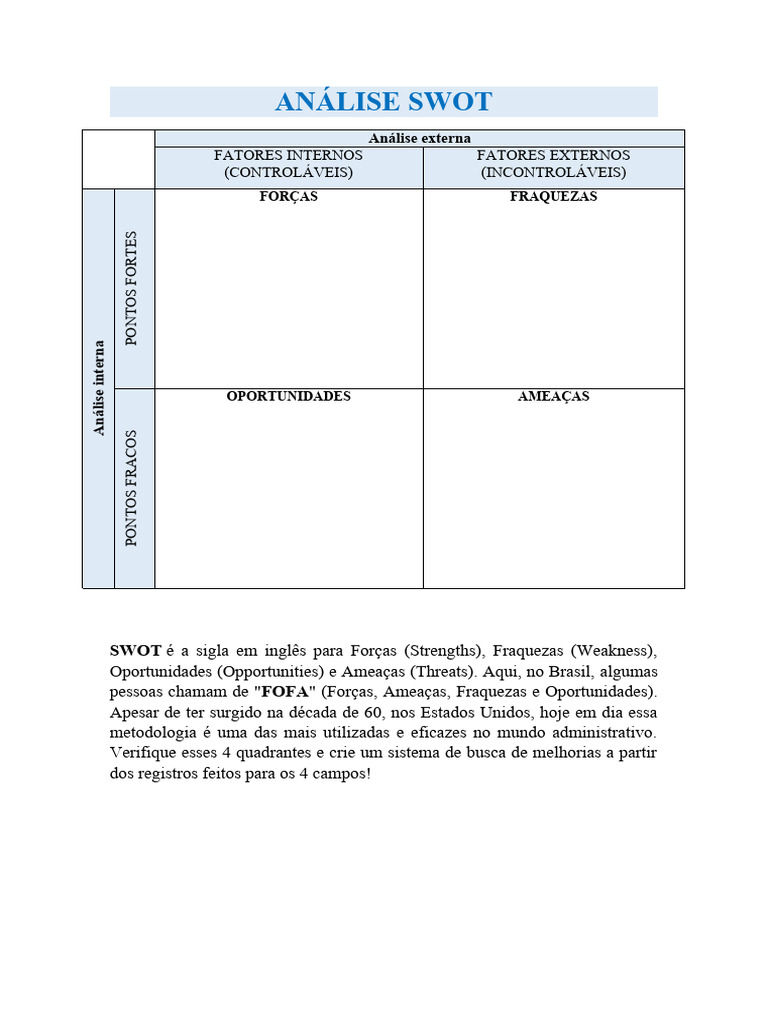Analise Swot Pdf | Rapport Swot – GKAAJE