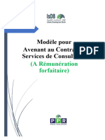 Modèle Pour Avenant Au Contrat de Services de Consultants (A Rémunération Forfaitaire) Lum Sum