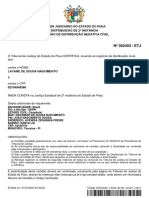 Nº 382403 / ETJ: Poder Judiciário Do Estado Do Piauí Distribuição de 2 Instância Certidão de Distribuição Negativa Cível