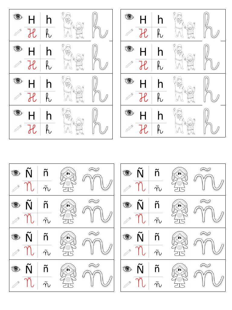 Letras para Cuaderno - H Ñ CH LL y | PDF