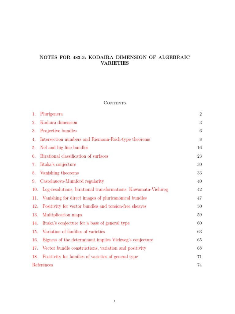 Algebraic Surfaces and Its Kodaira Dimension | PDF | Abstract Algebra ...