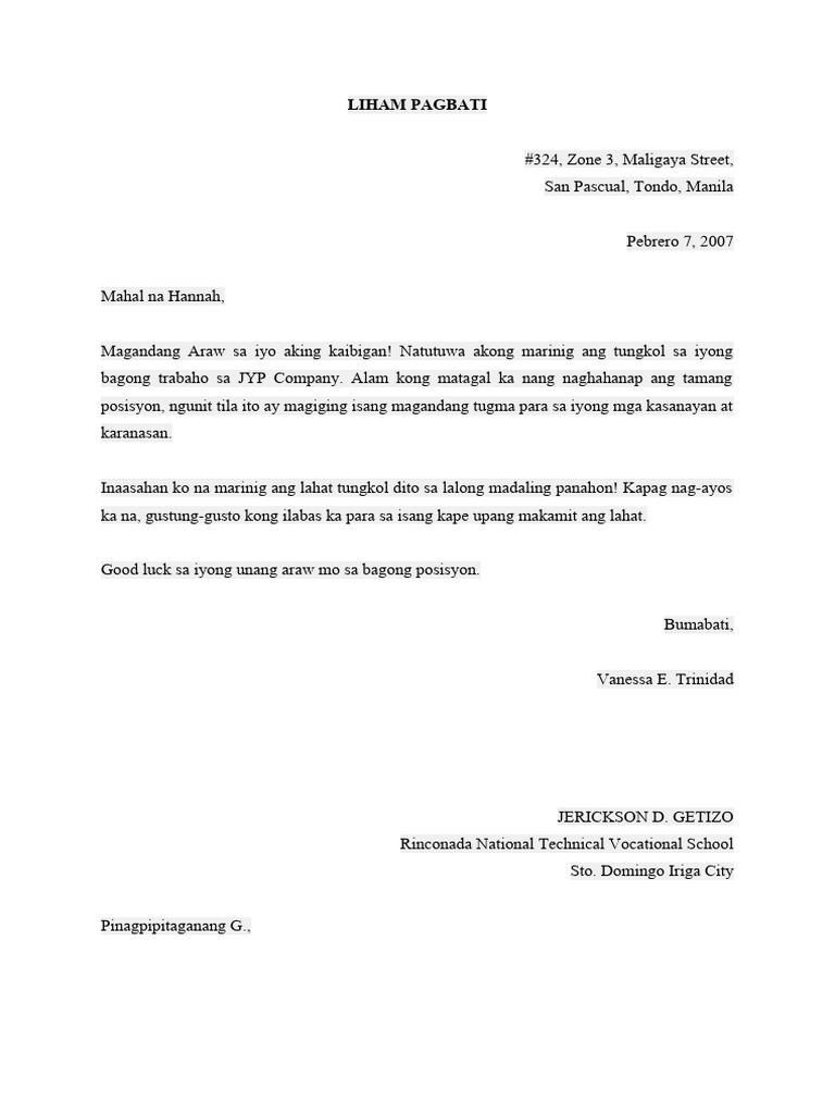 Liham Pagbati | PDF
