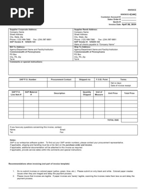 Supplier Invoice Template Free Word Format