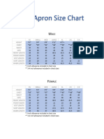 Apron Size Chart