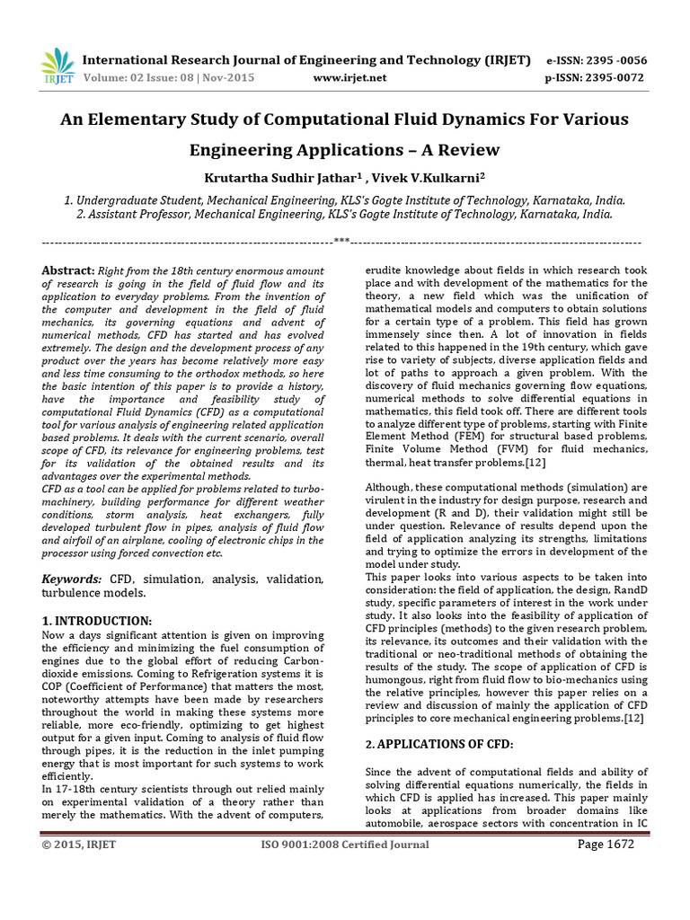 CFD Applications in Engineering Review | PDF | Computational Fluid ...