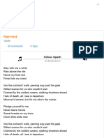 Opeth - Harvest Lyrics 