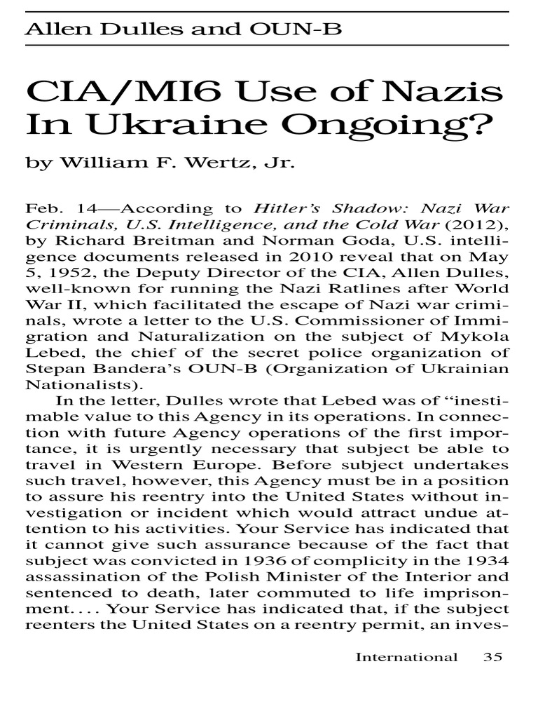 Cia mi6 use of nazis in ukraine ongoing russian ambassador to nato