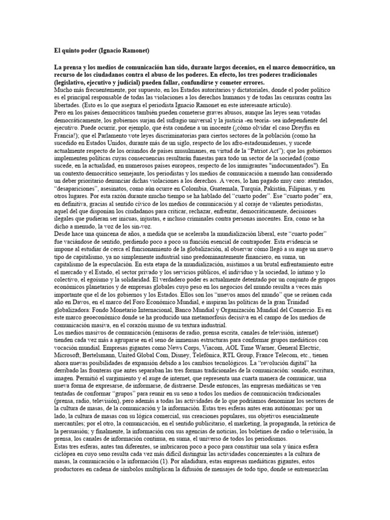 El Quinto Poder | PDF | Globalización | Democracia