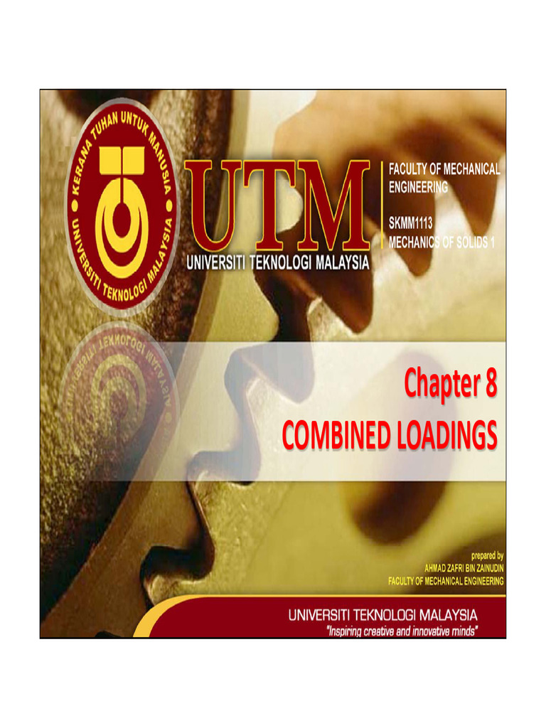 COMBINED LOADINGS SLIDES (REVISION) | PDF | Stress (Mechanics) | Bending