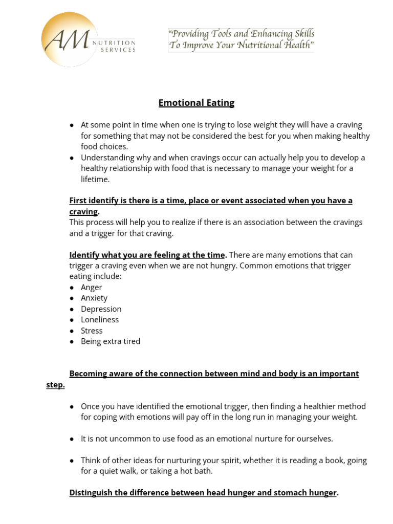 Emotional Eating Guideline1s | PDF | Emotions | Eating