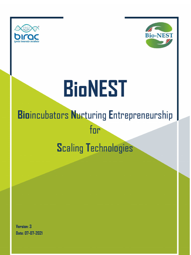 DBT BIONEST GUIDELINES PDF Business Incubator Startup Company