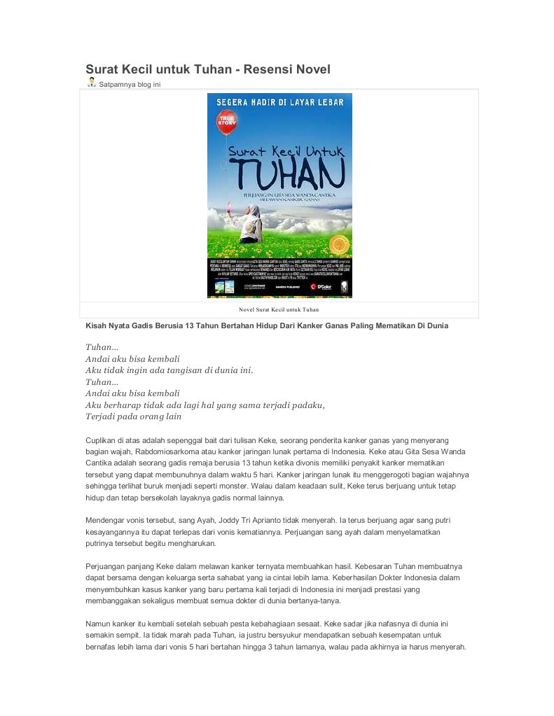 Surat Kecil Untuk Tuhan