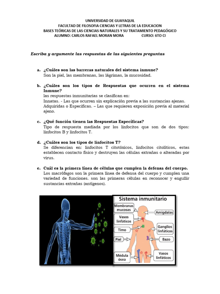 Cuestionario Sobre Sistema Inmune Pdf