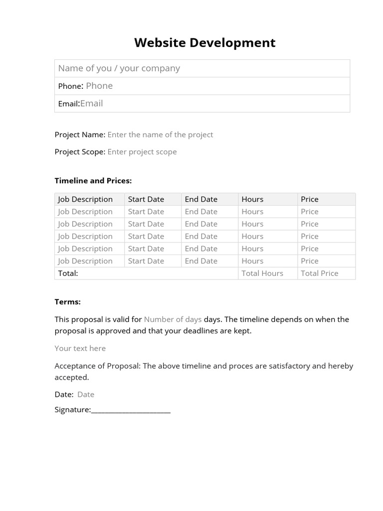 Website Development Proposal Template | PDF