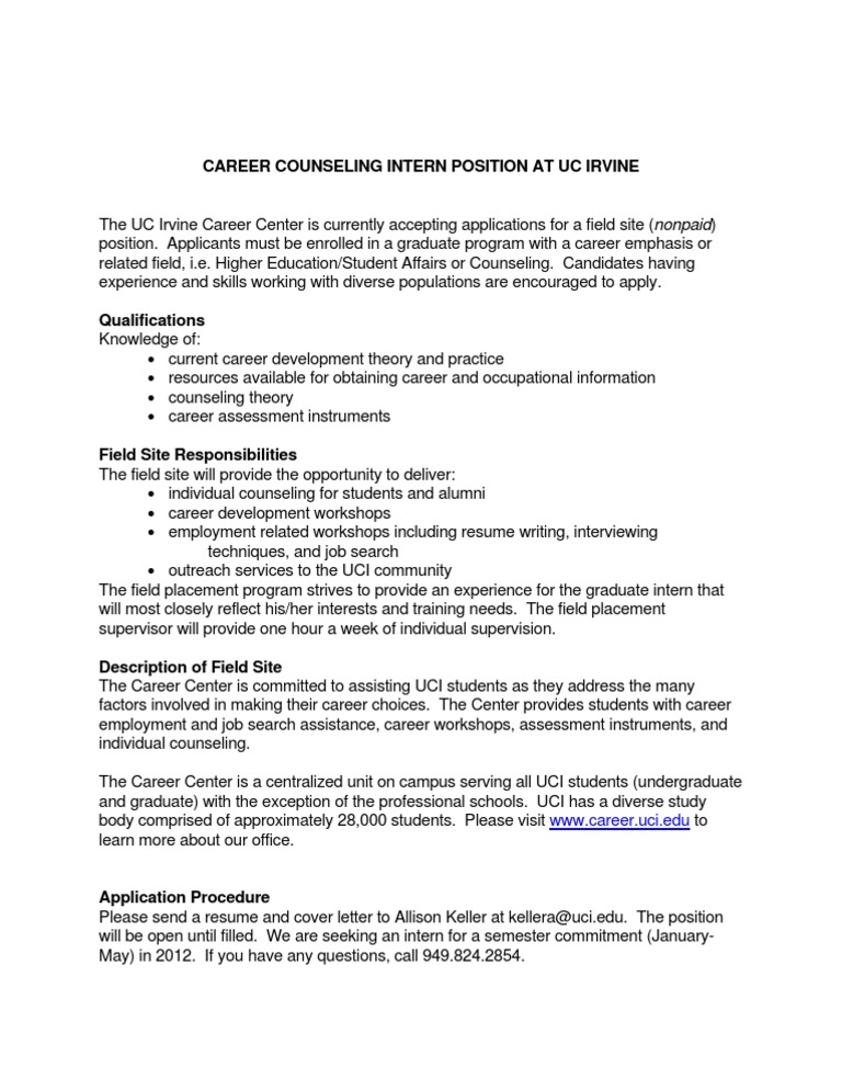 Field Site Job Description UCI PDF