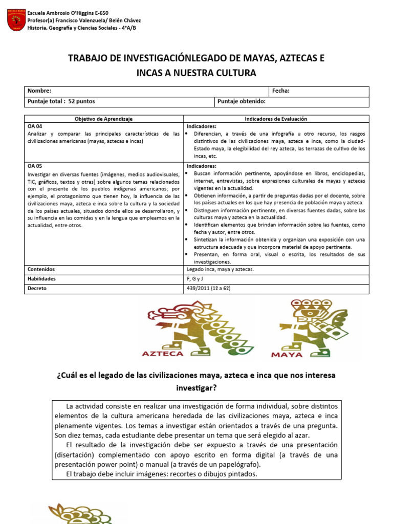 Legado Cultural de Mayas, Aztecas e Incas | PDF | Imperio Inca ...