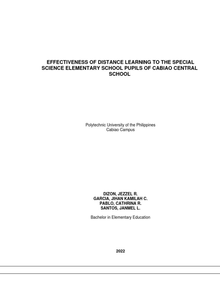 THESISEffectivenessofDistanceLearningtotheSpecialScience