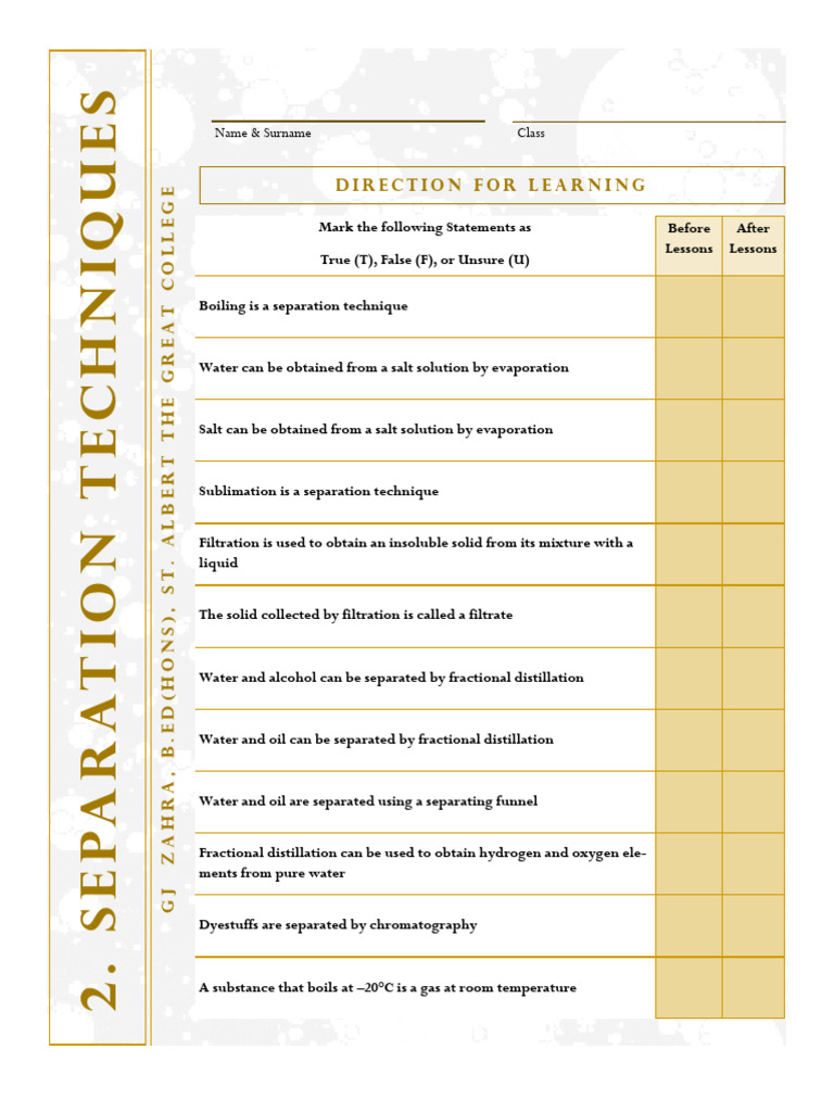 Separation Thecniques Pdf Distillation Filtration