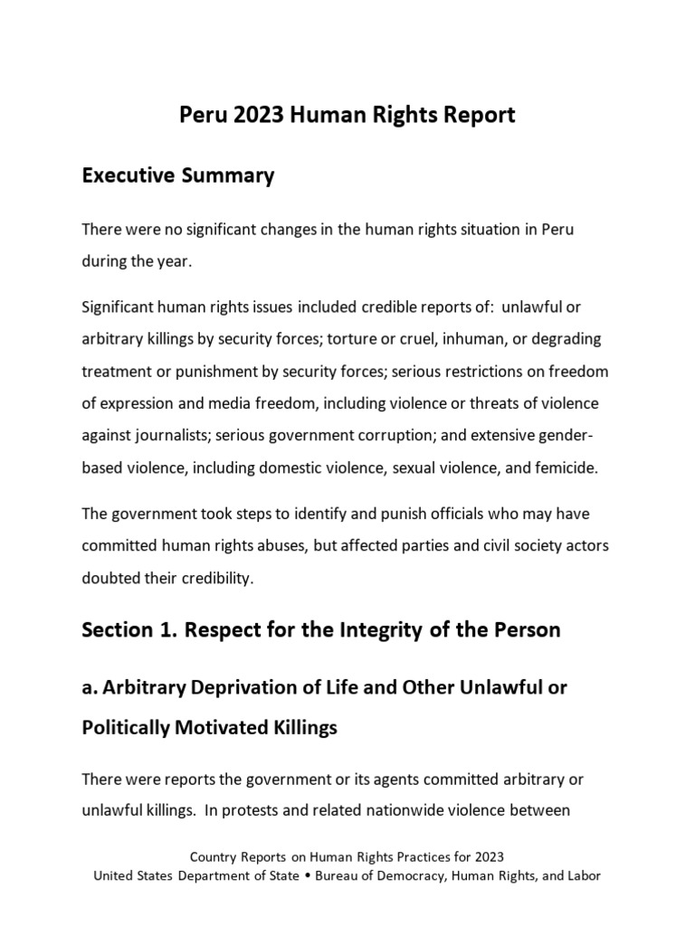 Peru 2023 Human Rights Overview | PDF | Refugee | Internally Displaced ...