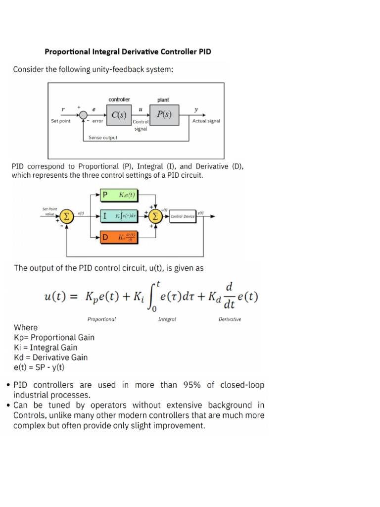Proportional Integral Derivative Controller PID | PDF