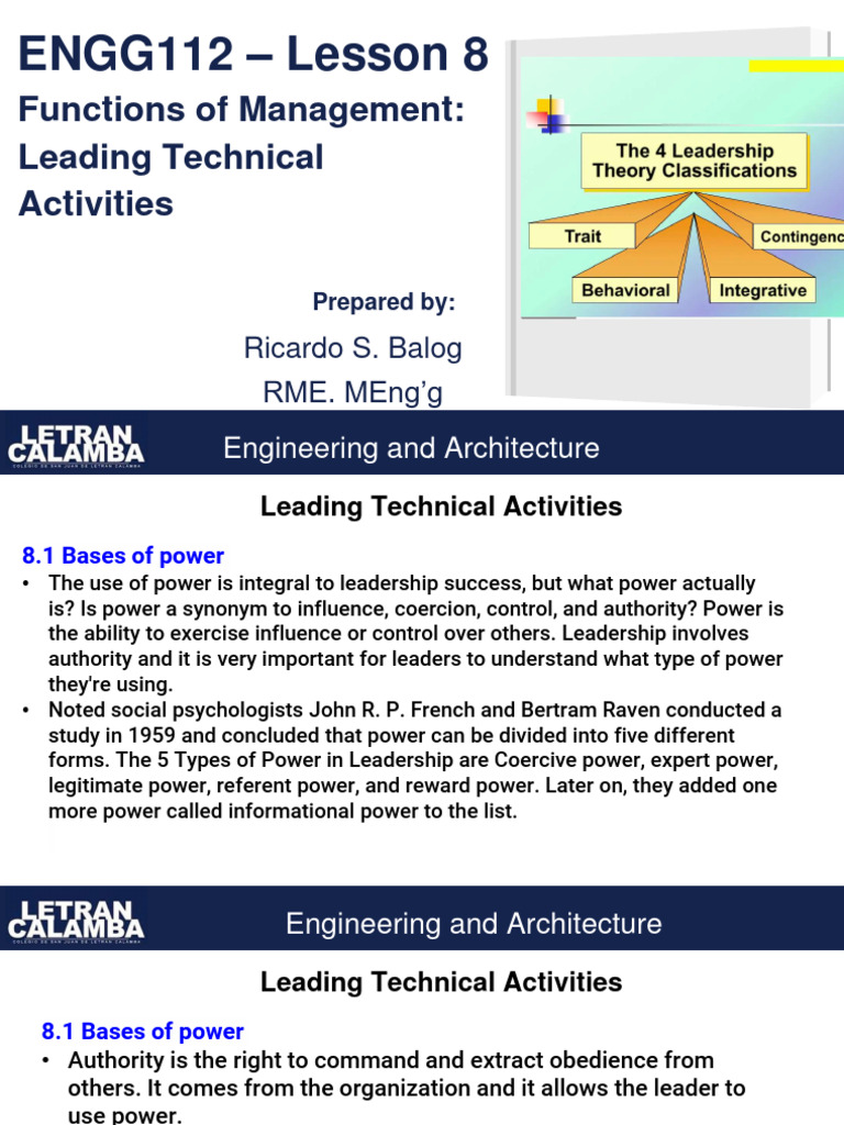 Engineering Leadership Essentials | PDF | Leadership | Power (Social ...