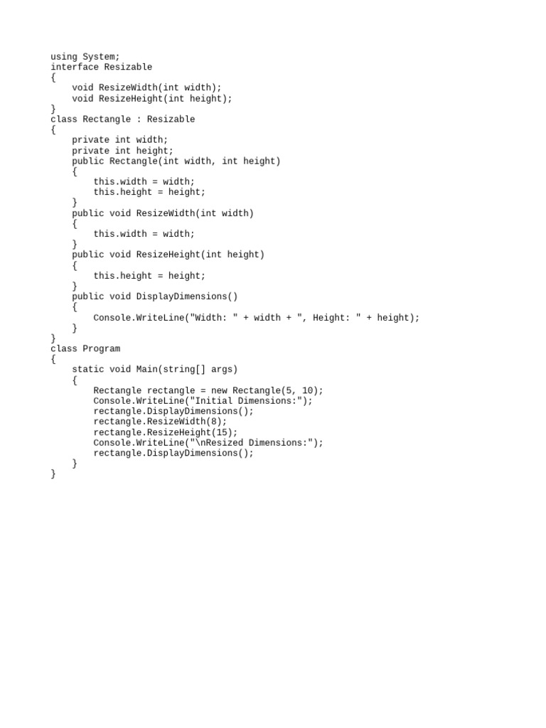 C# 12: Resizable Rectangle Example | PDF | Computers