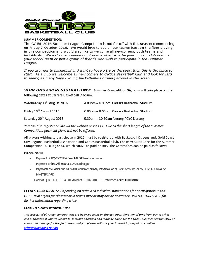 Summer Competiton 2016 Newsletter | PDF | Payments | Money