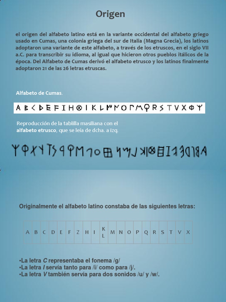 Origen y evolución del alfabeto latino | PDF | Escritura latina | Alfabeto