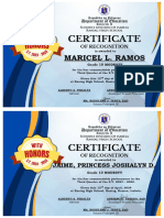 WITH HONORS CERTIFICATE A4 Size 3rd Quarter With Signature