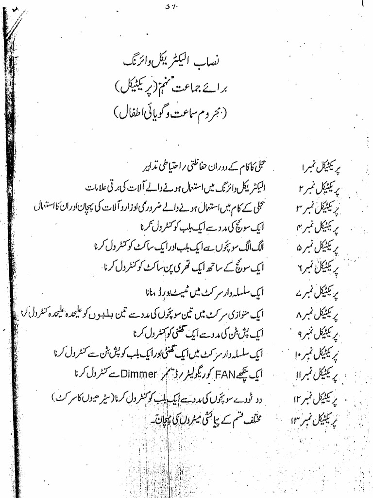 Electrical Wiring (Practical) | PDF