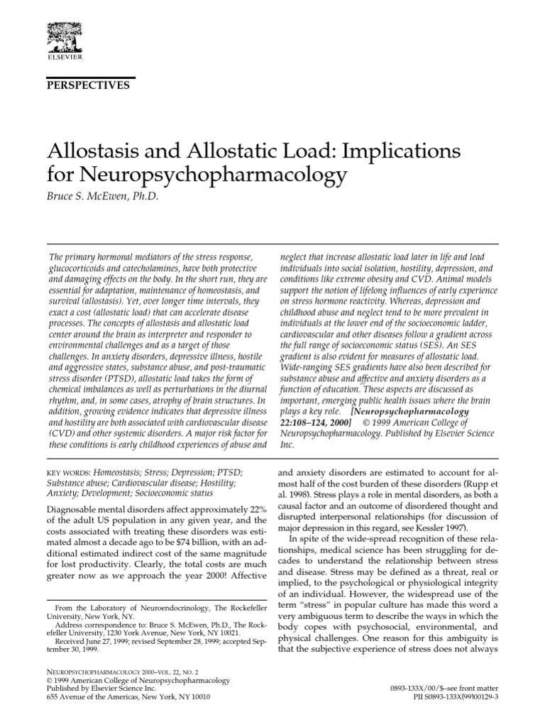 Allostasis and Allostatic Load Insights | PDF | Stress (Biology ...
