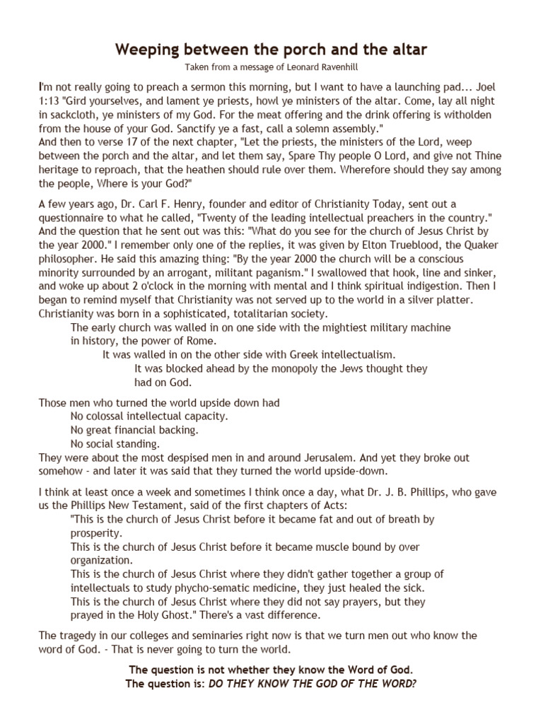 Weeping between the porch and the altar PDF Prayer Jesus