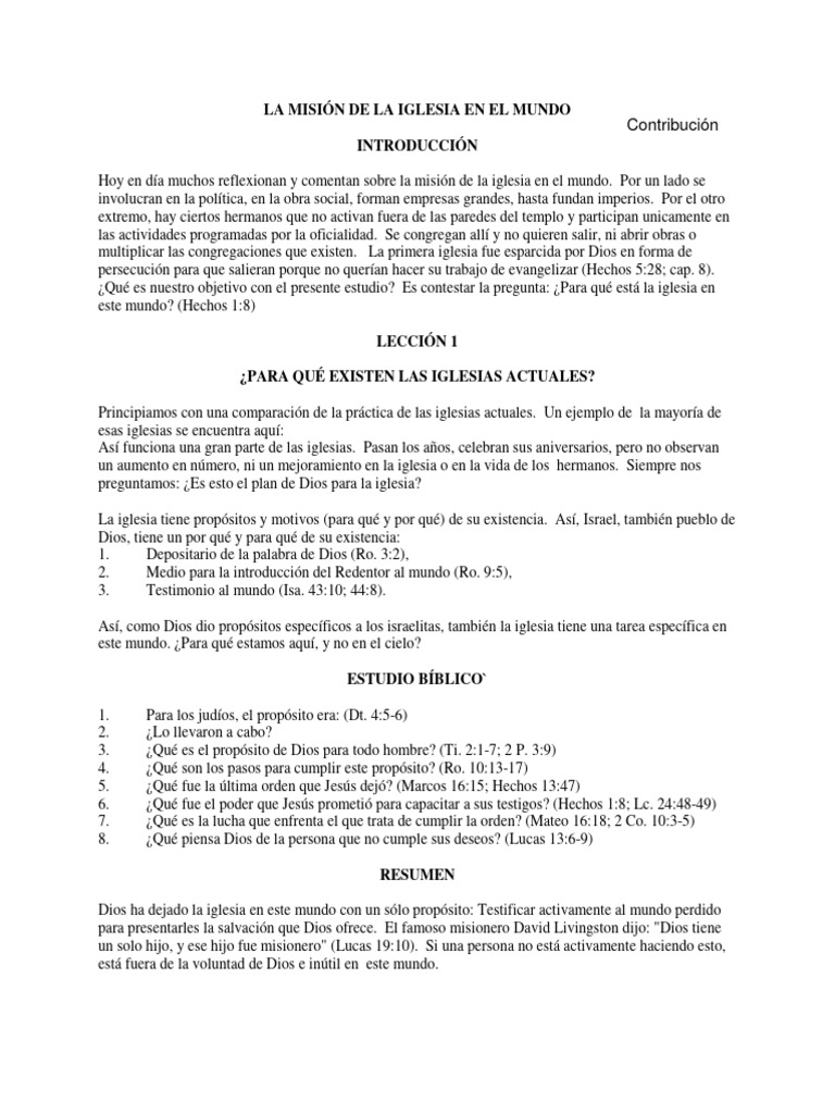 Misión de la Iglesia y Evangelización | PDF | Iglesia cristiana ...