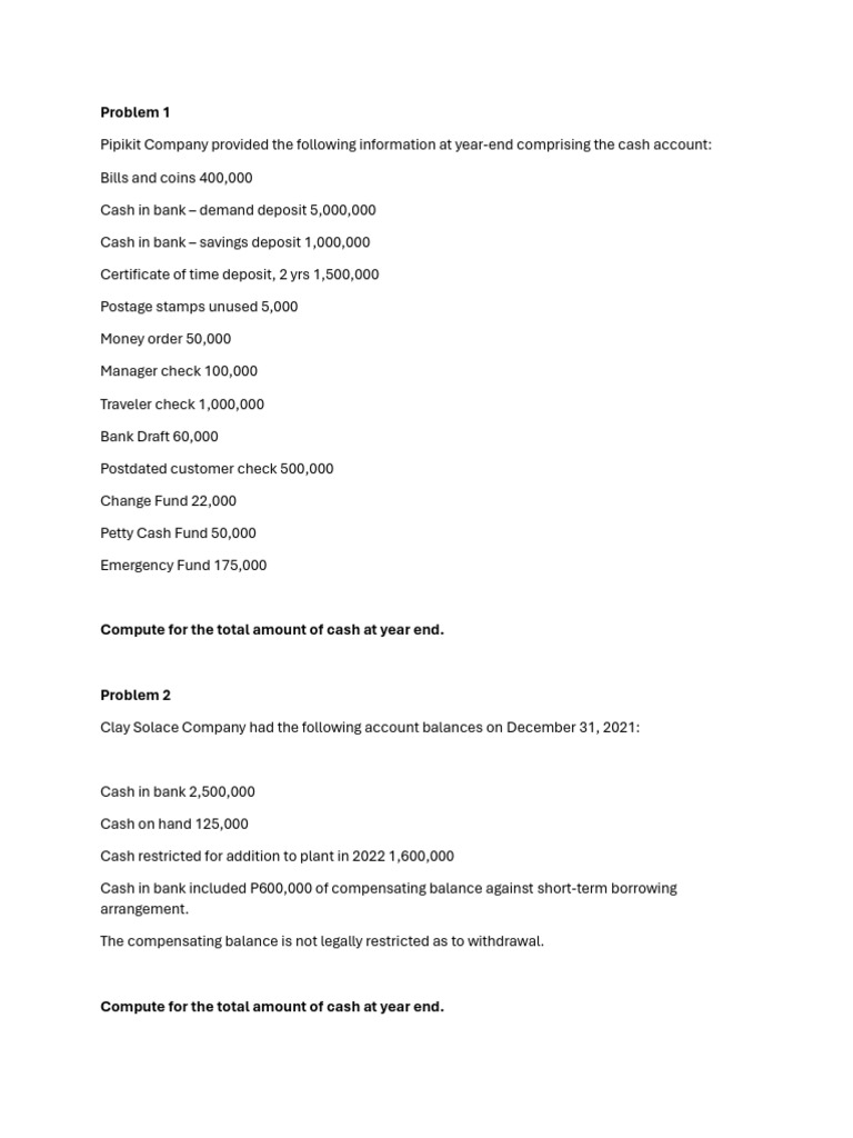 Cash-Problem | PDF | Transaction Account | Cash