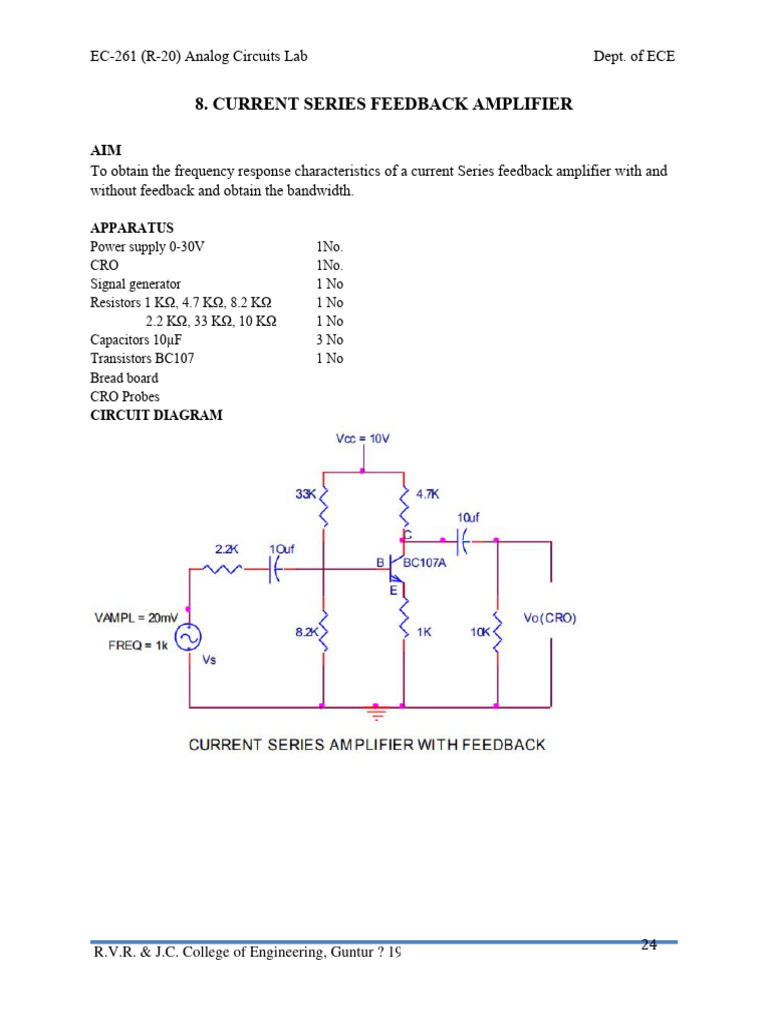 Current Series Feedback Amplifier PDF Amplifier Electrical Impedance