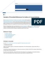 Samples of Formatted References For Authors of Journal Articles