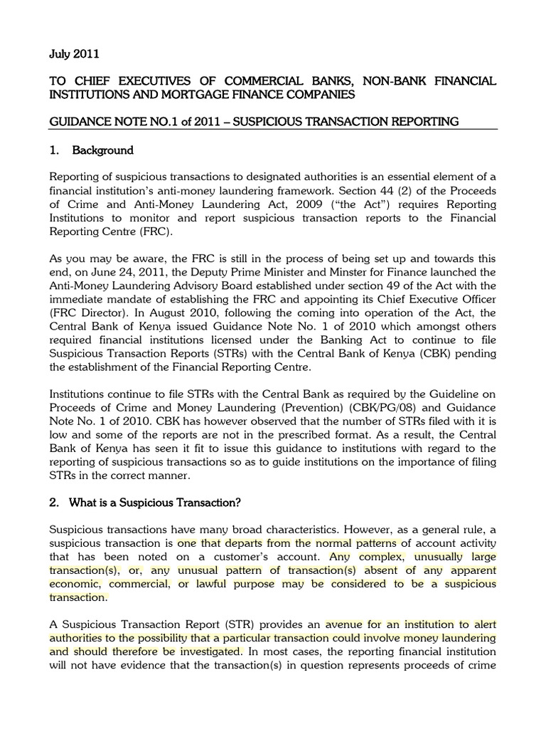 STR - Guidance - Note Old | PDF | Money Laundering | Banking