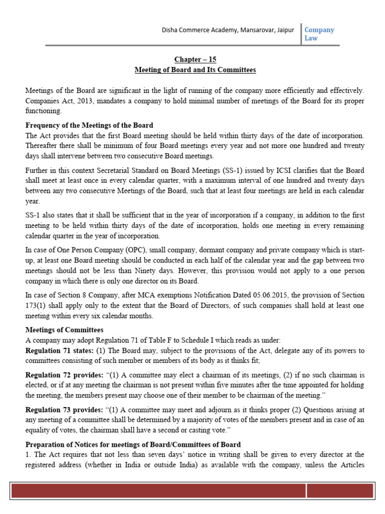 Board Meeting Regulations Overview | PDF | Quorum | Board Of Directors