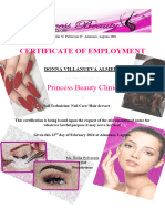 Certificate of Employment: Princess Beauty Clinic