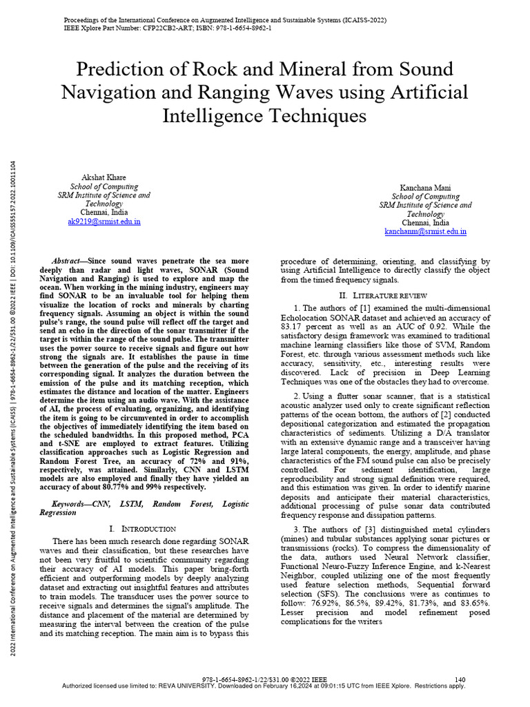AI-Enhanced SONAR for Mineral Detection | PDF | Principal Component ...