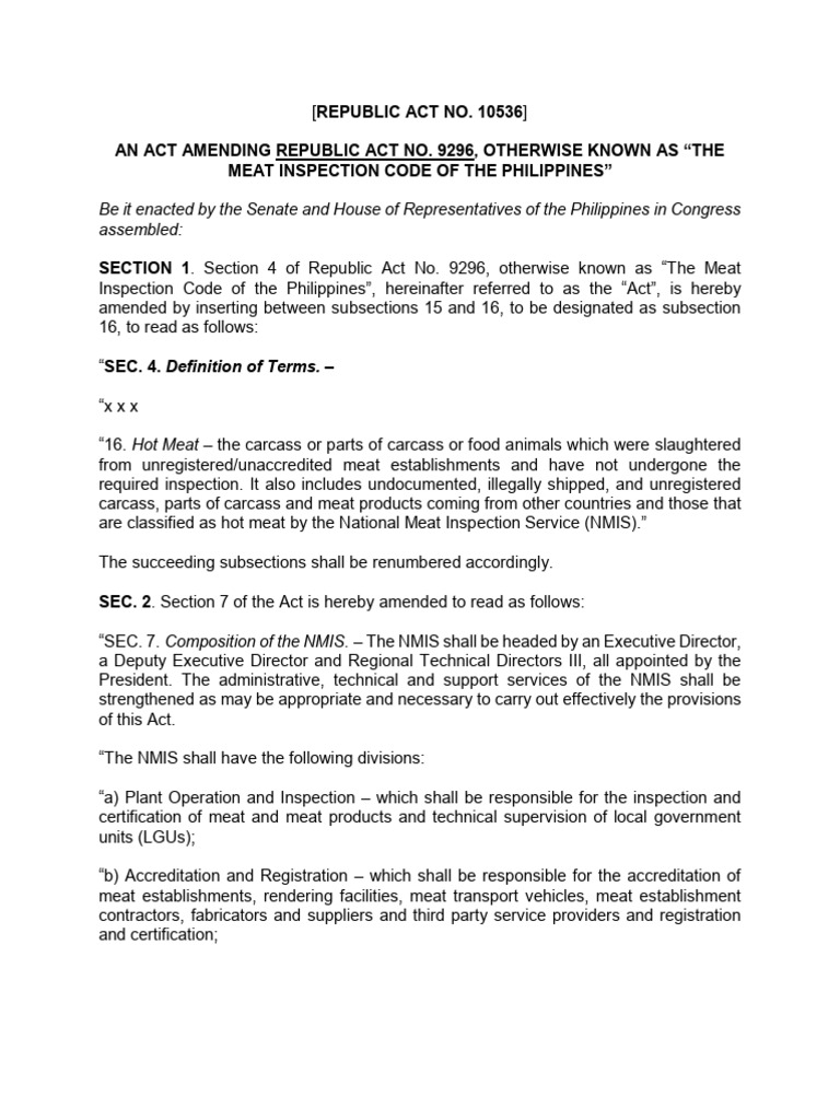 Amendments to Meat Inspection Code | PDF | Fine (Penalty) | Safety