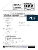 XII Maths DPP (20) - Prev Chaps + Indefinite Integration